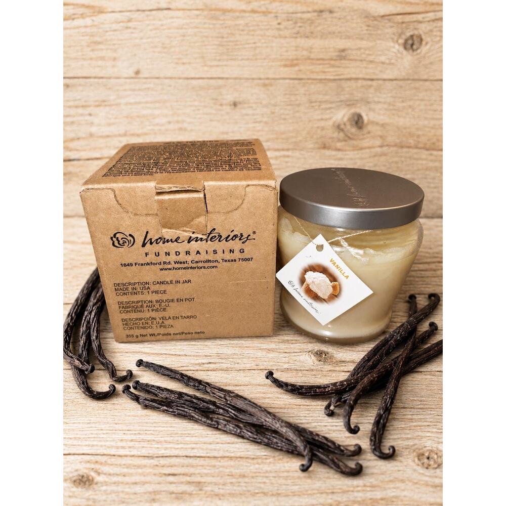 Vintage Home Interiors Vanilla Candle in Jar Original Box Brand New